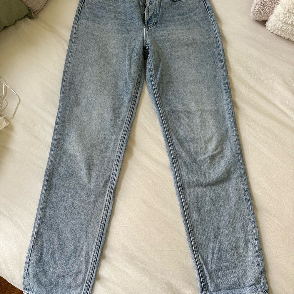 Denim Forum Blue Flare Wide Leg Jeans